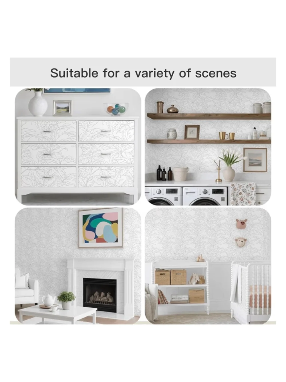 New Gray Floral Peel & Stick Adhesive Removable Wallpaper 17.3